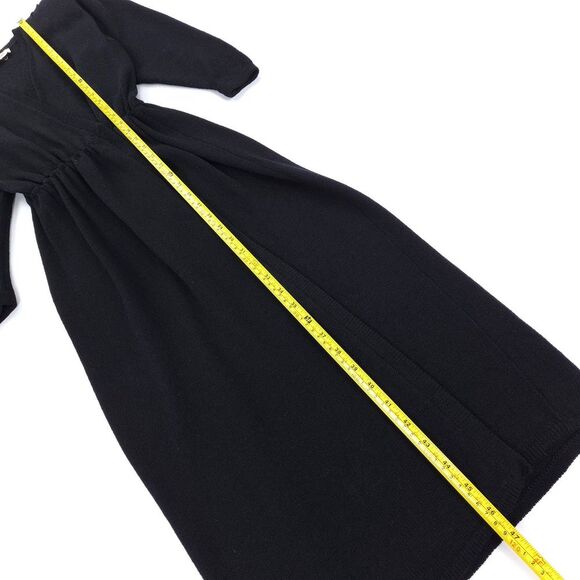 ST JOHN Santana Knit Wool Wrap Dress Minimal Modest Quiet Luxury Old Money Black - Picture 3 of 11